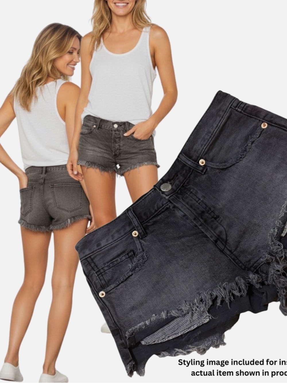 Free People | We The Free Black Distressed Cut Off Denim
Shorts Sz 24